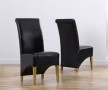 Palermo Oak Leather Dining Chairs - Pair - Black or Brown