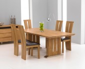 Tavio Oak & Chrome Dining Table - 225cm & 6 Astoria Chairs - Black,  Brown or Cream Leather Seats