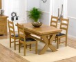 Bellano Solid Oak Extending Dining Table - 160 - 200cm & 4 Lavena Chairs with Leather Seats - Cream, Black or Brown