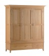 New England Ash Triple Wardrobe with Drawers