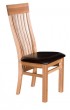 New England Ash Dining Chairs with Dark Brown Faux Leather Seats - Pair
