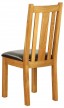 Vancouver Oak Petite Dining Chairs with Chocolate Leather Seats &amp; Vertical Slats  - Pair