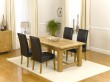 Soldana Oak Extending Dining Table -180-230cm & 4 Monaco Oak and Brown Leather Dining Chairs 